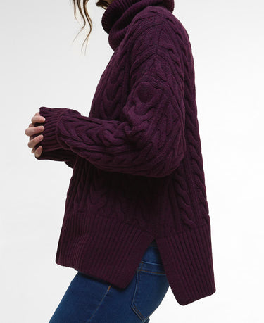 Barbour Women's Embleton Rollneck Jumper in Black Cherry