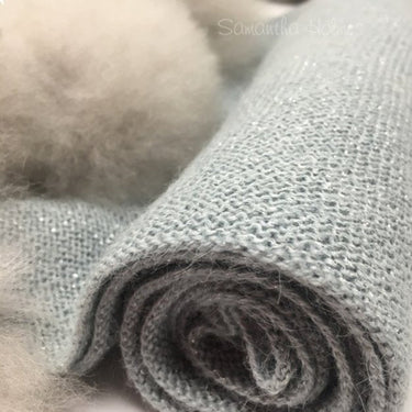 Frosted Alpaca Fur Pom Pom Wrap-35cm x 180cm Duck Egg