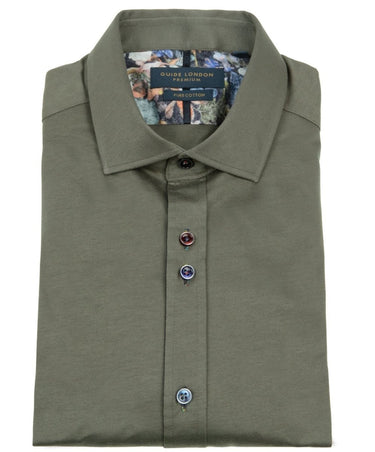 Guide London Long Sleeve Cotton Shirt - Sage