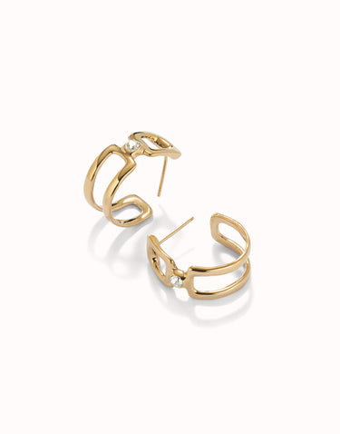 UNODE50 HOOP EARINGS WITH WHITE TOPAZ