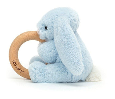 Jellycat Bashful Blue Bunny Wooden Ring Toy