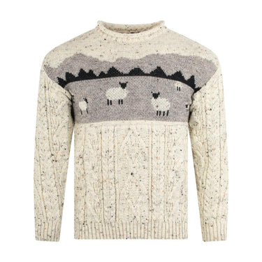 JM Cooper Knitwear Aran Sheep Scene Wool Jumper