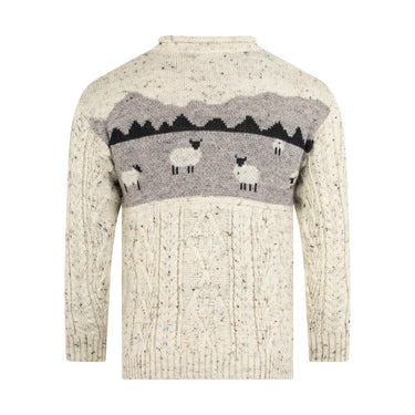 JM Cooper Knitwear Aran Sheep Scene Wool Jumper