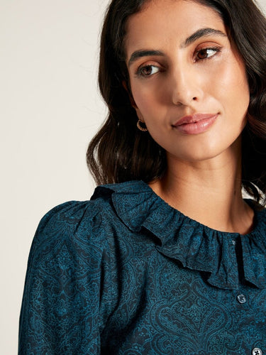 Joules Women's Fallon Waterfall Blouse - Navy Paisley