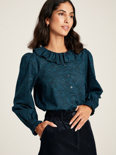 Joules Women's Fallon Waterfall Blouse - Navy Paisley