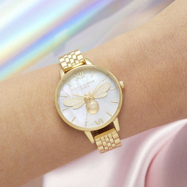 Olivia Burton Mother Of Pearl Demi Dial Gold Bracelet Watch