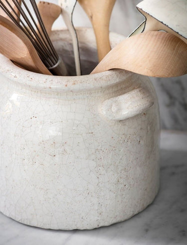 Ravello Pot with Handles in White Ceramic