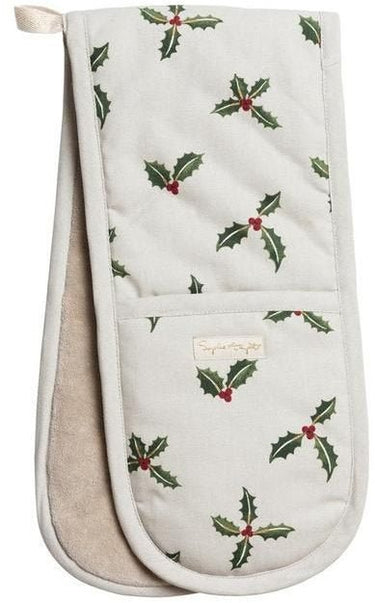 Sophie Allport Double Oven Glove in Christmas Holly & Berry Design