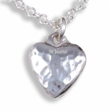 St Justin Small Planished Heart Pendant