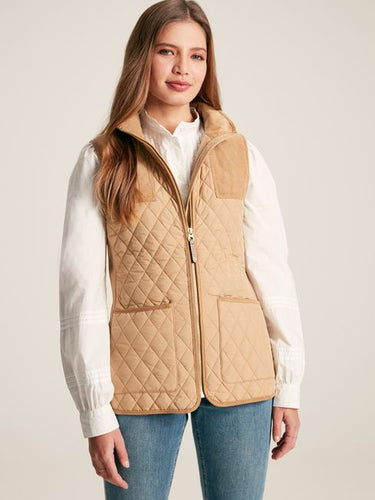 Joules Stately Diamond Quilted Gilet 'Equine Beige'