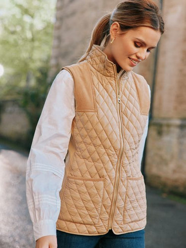 Joules Stately Diamond Quilted Gilet 'Equine Beige'