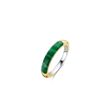 Ti Sento Gilded with Malachite Green Inlay Ring - 12230MA