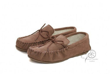 Unisex Sheepskin Lined Moccasin in Camel