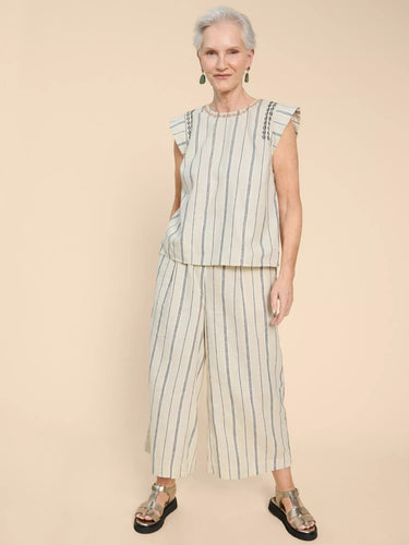 White Stuff Carla Stripe Linen Blend Top