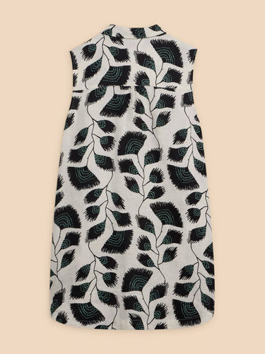 White Stuff Evelyn Sleeveless Linen Tunic - Black Print