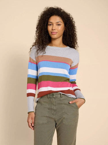 White Stuff Olive Stripe Knitted Jumper